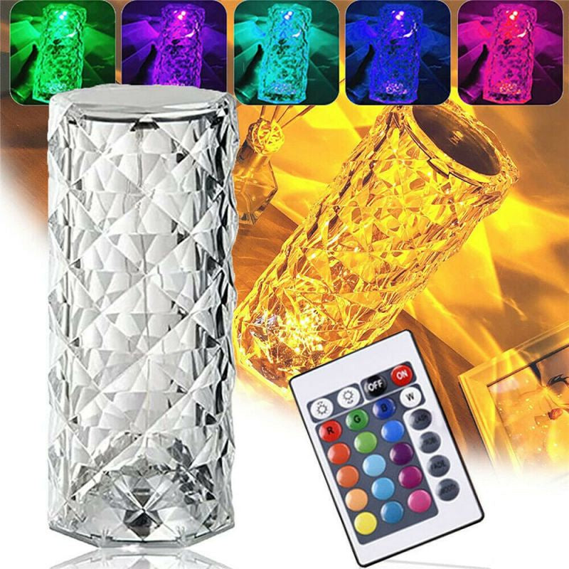 Lámpara De Mesa Crystal 16 Colores | Táctil Ajustable Romántico Diamante Atmósfera Led | Free Shipping