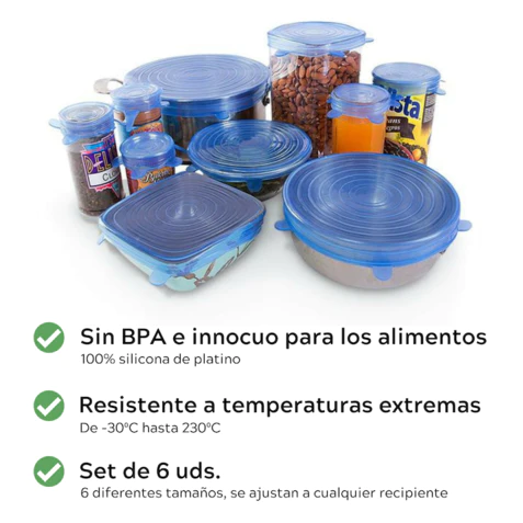 Tapa de Silicona para alimentos | Elástica Reutilizable Hermética